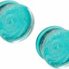 Pierced Owl Pierced Owl Aqua Galaxy Sparkle Swirl Design Glass Double Flared Plugs, Sold As Pair Body Piercing Plugs