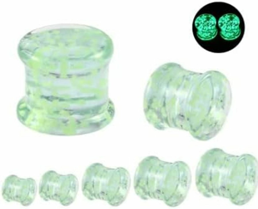 Pierced Republic Pierced Republic Glass Glow In The Dark Bubbles Ear Gauges - Pair Of Glass Double Flared Plugs - 5 Size Options Body Piercing Plugs