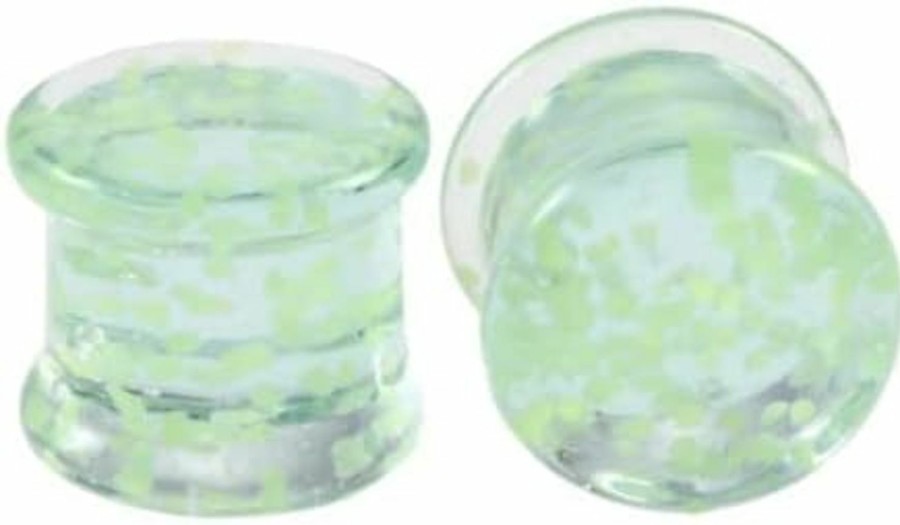 Pierced Republic Pierced Republic Glass Glow In The Dark Bubbles Ear Gauges - Pair Of Glass Double Flared Plugs - 5 Size Options Body Piercing Plugs