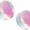 Pierced Owl Pierced Owl Iridescent Glass Faceted Convex Double Flared Plugs, Sold As A Pair Body Piercing Plugs