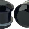 Mystic Metals Body Jewelry Mystic Metals Body Jewelry Pair Of Faceted Black Obsidian Stone Single Flare Plugs (Stn-736) Body Piercing Plugs