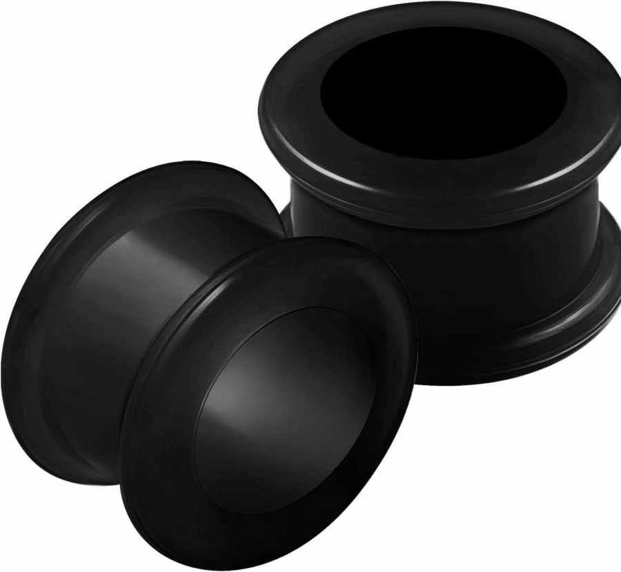 BanaVega Banavega 2Pcs Silicone Black Double Flared Saddle Earring Ear Ring Stretcher Lobe Gauge Tunnel Plug Piercing Jewelry See More Sizes Body Piercing Plugs