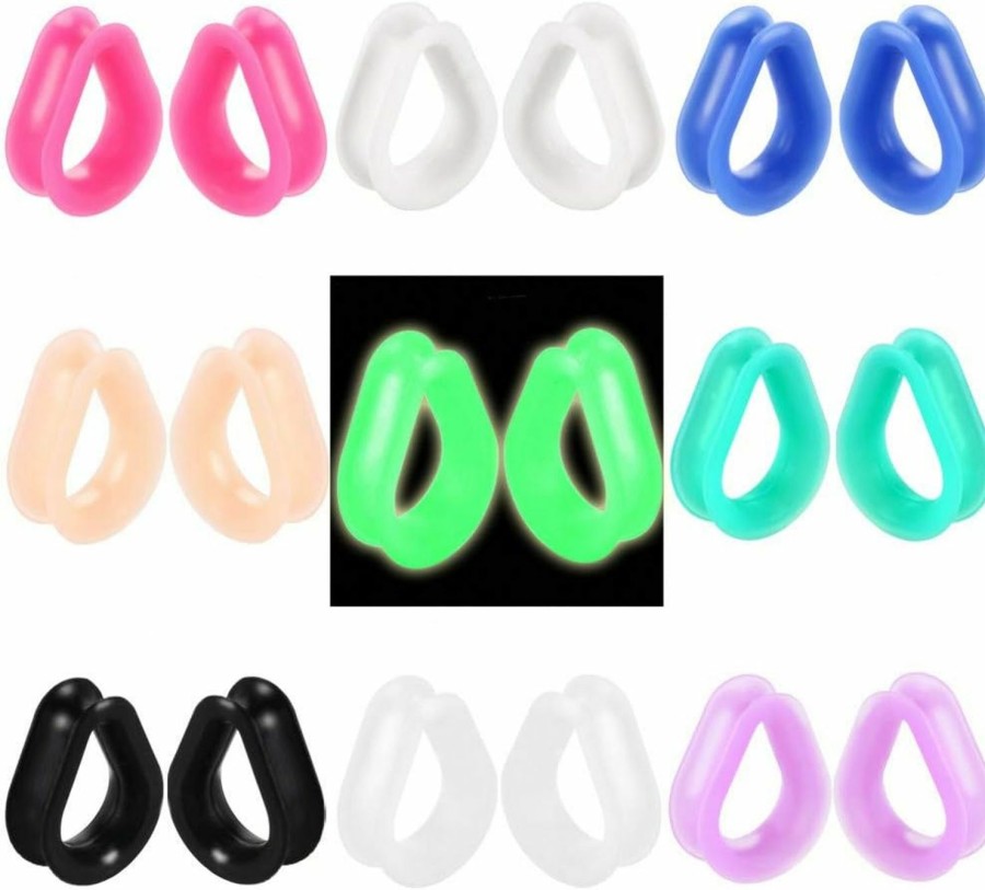 IPINK Ipink-18Pcs Hollow Silicone Teardrop Ear Piercings Ear Plugs And Tunnels Pircing Gauges Earrings Stretchers Body Jewelry Body Piercing Plugs