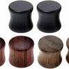 Jovivi Jovivi 6Pcs Organic Wood Brown Black Double Flared Ear Saddle Plugs Stretcher Punk Piercing Gauge 10Mm - 20Mm Body Piercing Plugs