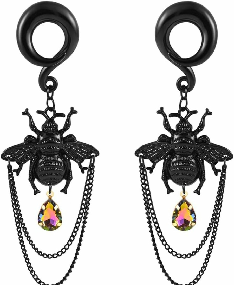 Vankula Vankula 2Pcs Bee Hypoallergenic 316 Stainless Steel Ear Hangers Weight Ear Gauges Piercing Plug Pair Selling 2G 0G Body Jewelry Body Piercing Plugs