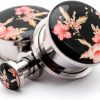 Mystic Metals Body Jewelry Mystic Metals Body Jewelry Screw On Plugs - Vintage Floral Style 5 Picture Plugs - Sold As A Pair Body Piercing Plugs