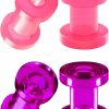 BIG GAUGES Big Gauges 2 Pairs Pink Acrylic Purple External Screw Flesh Tunnels Piercing Jewelry Stretcher Ear Earring Lobe Plugs Body Piercing Plugs