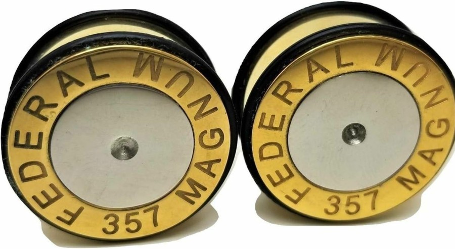 Pierced Republic Magnum 357 Bullet Ear Plugs - Metal, Weighted Ear Gauges - 10 Sizes - Pair Body Piercing Plugs