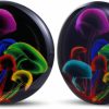 POBAISITER 2Pcs Acrylic Solid Screw On Ear Gauges Art Oil Painting The Scream Epoxy Allergy Free Ear Plugs And Tunnels Stretcher For Women Men Body Piercing Jewelry Body Piercing Plugs