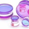 CHUANCI Chuanci Pair Purple Glass Double Flare Solid Ear Plug Expander Purple Glass Ear Gauge Tunnel Body Piercing Jewelry 6Mm-25Mm/2G-1'' (Pair 6Mm/2G) Body Piercing Plugs