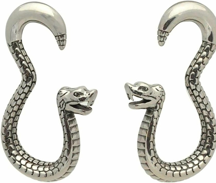 Mystic Metals Body Jewelry Mystic Metals Body Jewelry Pair Of 316L Surgical Stainless Steel Snake Hanger Ear Weight Plugs For Size 2G And Larger (Ps-104) Body Piercing Plugs