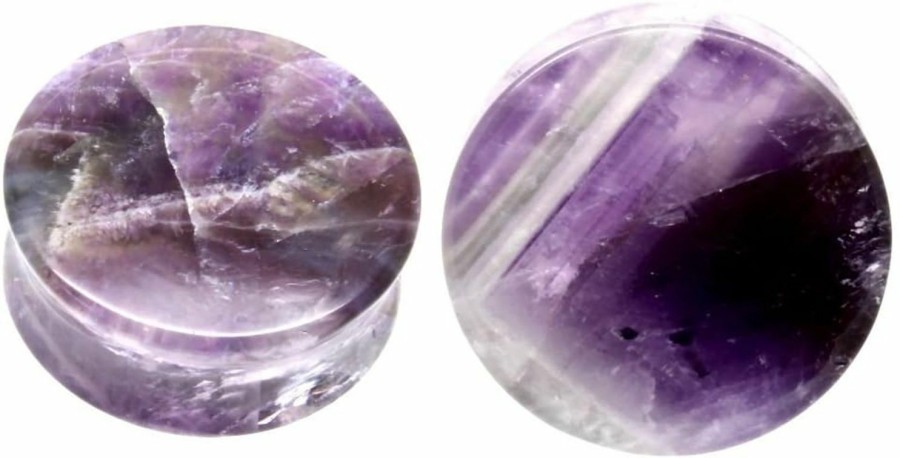 So Scene Soscene Purple Amethyst Organic Stone Ear Plugs Gauges Body Piercing Plugs