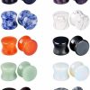 Longbeauty Longbeauty 20/30 Pcs Set Mixed Stone Saddle Double Flared Ear Tunnels Expander Plugs Stretcher 3Mm-20Mm Body Piercing Plugs