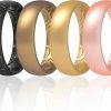 ThunderFit Thunderfit Women Breathable Air Grooves Silicone Wedding Ring Wedding Bands Promise Rings 5.5Mm Body Piercing Plugs