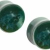 Pierced Owl Pierced Owl Green Indian Agate Stone Concave Double Flared Plug Gauges, Sold As A Pair Body Piercing Plugs