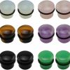 ZS Zs 6 Pairs Mixed Stone Single Flare Ear Plugs Gauges Tunnels Expander With Silicone O-Ring Body Piercing Plugs