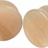 Generic Pair Of Peach Morganite Stone Double Flare Plugs (Stn-716) Body Piercing Plugs