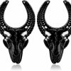 Vankula Vankula Cow Skull Opening Hypoallergenic Stainless Steel 0G 2G Plugs Ear Gauges Tunnels Piercing Expander Stretchers Fashion Body Jewelry Body Piercing Plugs