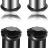 NewZenro Newzenro Cz Prong Set Single Flare 316L Surgical Stainless Steel Ear Plugs Gauges Earrings Tunnels Stretcher Expander Piercing With O-Ring Body Jewelry Clear Black Cubic Zirconia Set Gifts Body Piercing Plugs