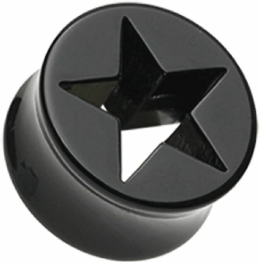 Freedom Fashion Freedom Fashion Hollow Star Double Flared Ear Gauge Plug (Sold By Pair) Body Piercing Plugs