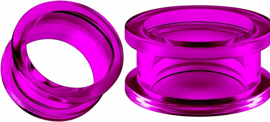 BIG GAUGES Big Gauges Pair Of Purple Acrylic Flesh Tunnels External Piercing Jewelry Stretcher Screw-Fit Ear Plugs Earring Lobe Body Piercing Plugs