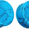 Zaya Body Jewelry Zaya Body Jewelry Pair Of Blue Turquoise Organic Stone Plugs Ear Gauges Tunnels 6G 2G 0G 00G 1/2 9/16 5/8 7/8 11/16 1 Inch Body Piercing Plugs