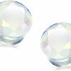 Generic Pair 0G (8Mm) Faceted Opalite Stone Plugs Double Flare Gauges Organic Moonstone White Clear Tunnels (2Pcs) Body Piercing Plugs