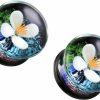 Pierced Owl Pierced Owl Floating White Flower Glass Double Flared Plugs, Sold As A Pair Body Piercing Plugs