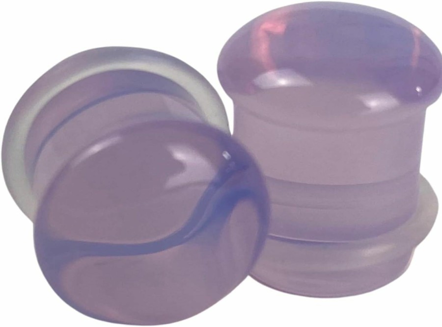 Mystic Metals Body Jewelry Pair Of Lavender Opalite Single Flare Plugs (Stn-741) Body Piercing Plugs