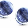 Pierced Owl Pierced Owl - Natural Sodalite Stone Convex Single Flare Plug Gauges With Clear O-Rings, Sold As A Pair Body Piercing Plugs