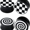 Awinrel Awinrel Checkered And Spiral Saddle Ear Gauges Set Uv Acrylic Ear Plugs Tunnel Stretcher Expander Body Piercing Jewelry 4 Pieces 2G-1\" Body Piercing Plugs