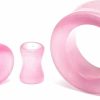 Mystic Metals Body Jewelry Pair Of Pink Cat Eye Stone Concave Double Flare Tunnels (Stn-684) Body Piercing Plugs