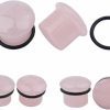 Changgaijewelry Single Flared Rose Rose Quartz Ear Gauges Plugs Tunnels Expanders Natural Stone Earrings Piercing Jewelry (00G(10Mm)) Body Piercing Plugs