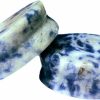 Generic Pair 5/8\" (16Mm) Blue Spot Jasper Stone Plugs Double Flare Gauges Organic White Tunnels (2Pcs) Body Piercing Plugs