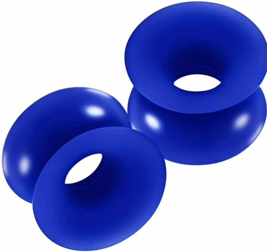 Generic 2Pcs Silicone Dark Blue Double Flared Saddle Stretcher Ear Tunnel Gauge Plug Earring Lobe Piercing Jewelry Pick Size Body Piercing Plugs