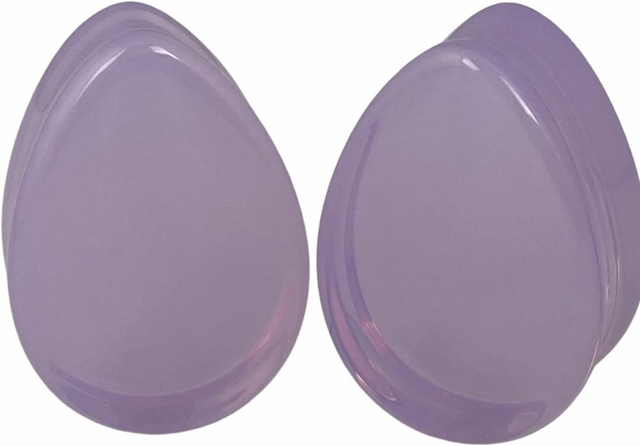 Mystic Metals Body Jewelry Pair Of Lavender Opalite Teardrop Plugs (Stn-749) Body Piercing Plugs