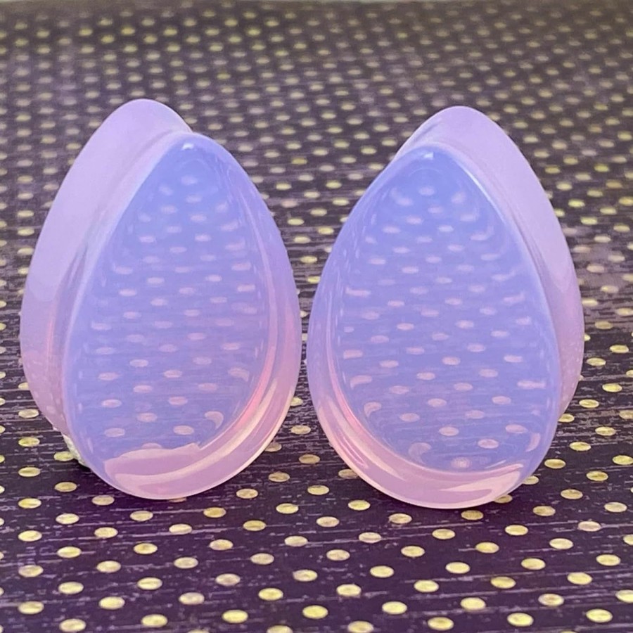 Mystic Metals Body Jewelry Pair Of Lavender Opalite Teardrop Plugs (Stn-749) Body Piercing Plugs