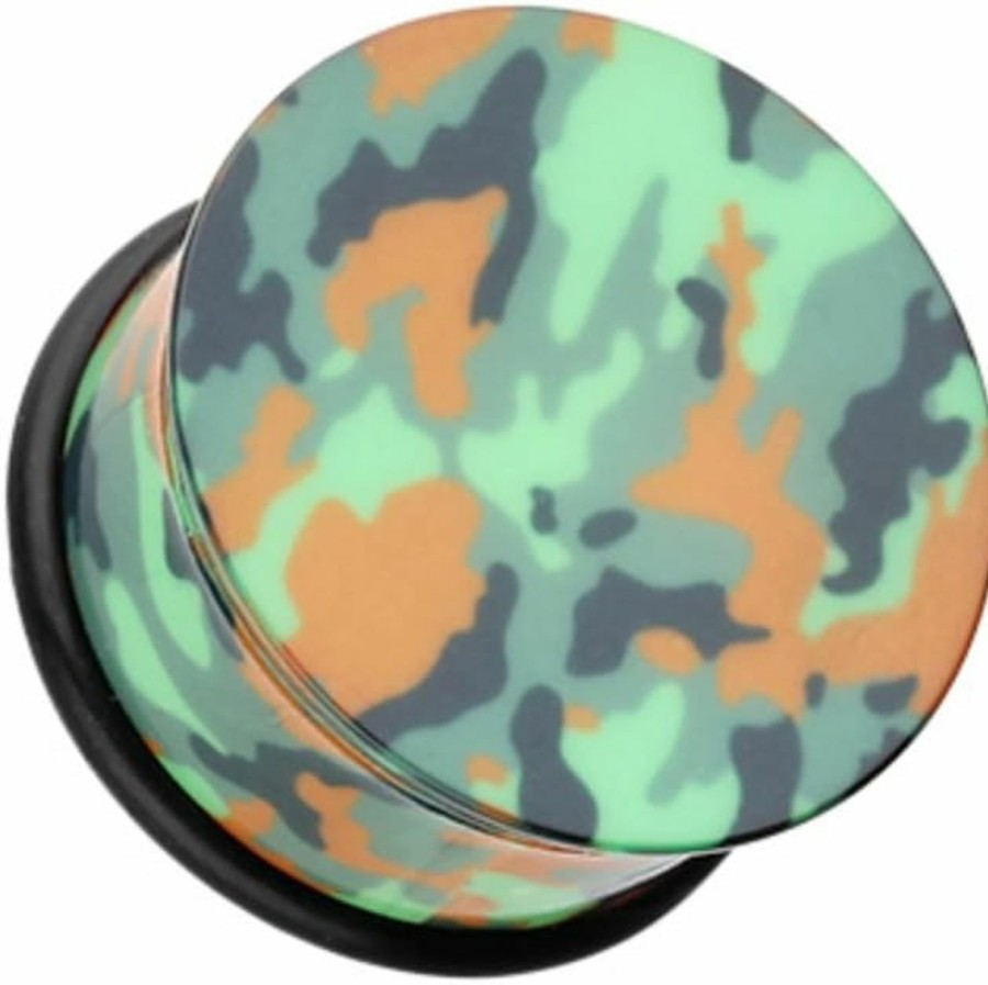 WildKlass Jewelry Camouflage Acrylic Single Flared Wildklass Ear Gauge Plug (Sold As Pairs) Body Piercing Plugs