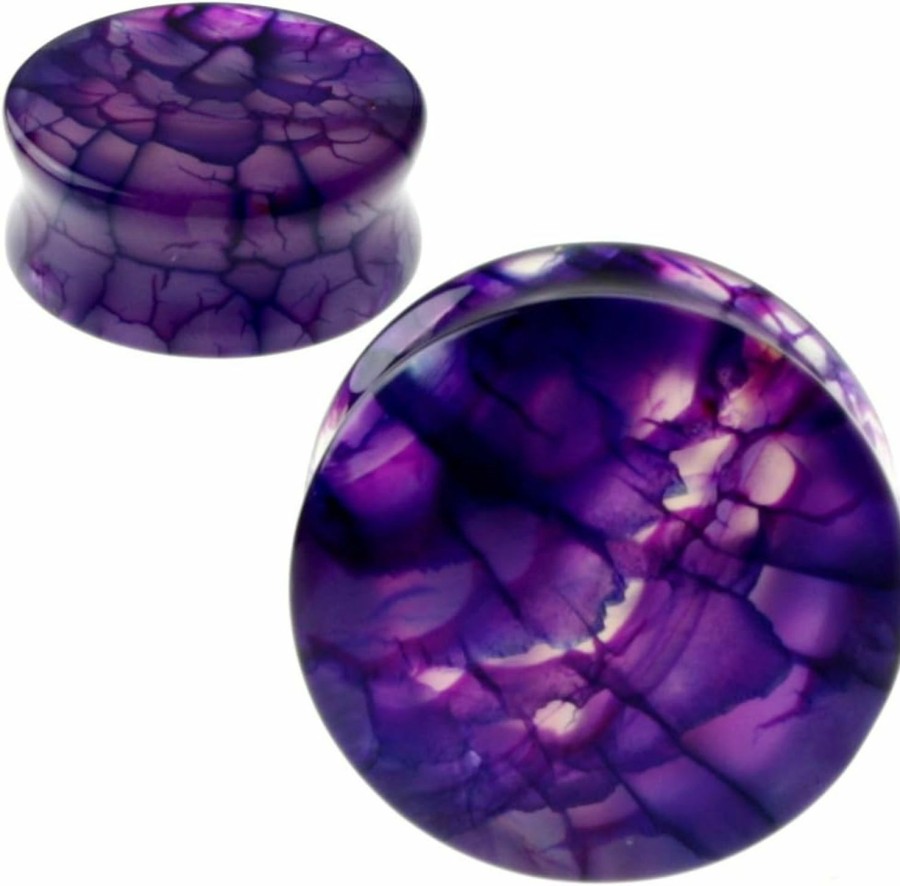 So Scene Soscene Purple Dragon Vein Organic Stone Ear Plugs Gauges Sold In Pairs Body Piercing Plugs