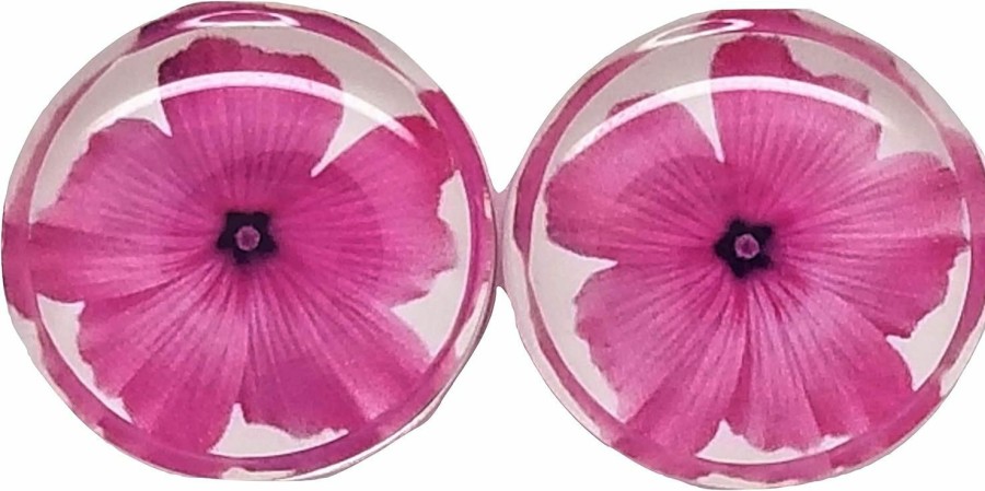 Pierced Republic Pierced Republic Pink Hibiscus Flower - Clear Acrylic Ear Plugs - Clear Double Flared Gauges - 6 Sizes - Pair - New! Body Piercing Plugs