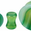 Mystic Metals Body Jewelry Mystic Metals Body Jewelry Pair Of Green Line Agate Stone Concave Double Flare Plugs (Stn-731) Body Piercing Plugs