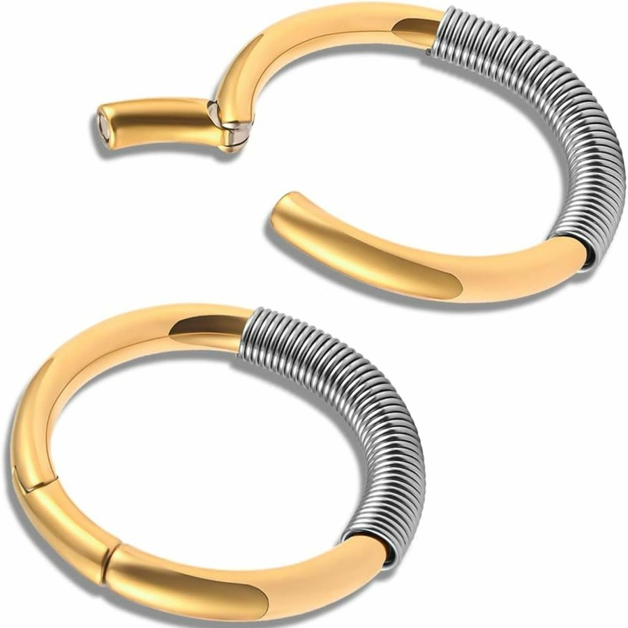 DOEARKO Doearko 2Pcs Big Hoop Springs Ear Weights Body Piercing Plugs 316 Stainless Steel Hypoallergenic Earrings Gauges For Ears Expander Body Jewelry Body Piercing Plugs