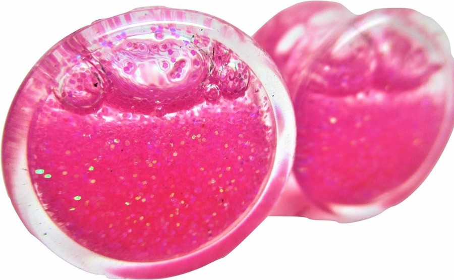 Pierced Republic Pierced Republic Pink Glitter Liquid Filled Ear Plugs - Double Flared - 6 Sizes - Pair Body Piercing Plugs