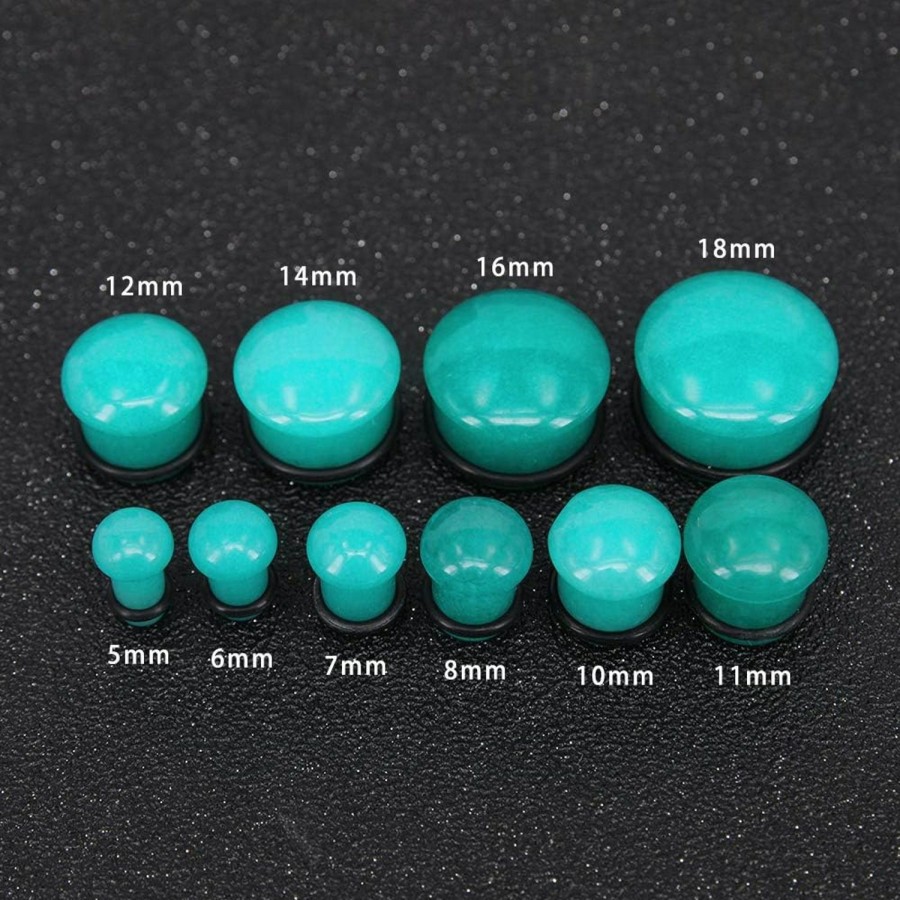 ZS Zs Mozambique Amazonite Natural Stone Ear Plug Ear Gauge Noble Temperament Single Flare Ear Expander Tunnel Body Piercing Plugs