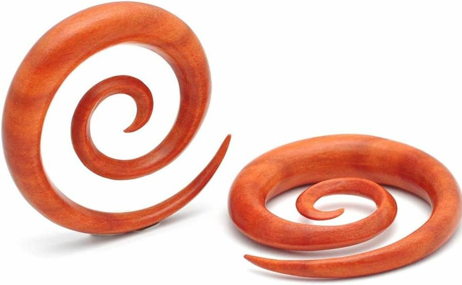 Mystic Metals Body Jewelry Mystic Metals Body Jewelry Saba Wood Super Spirals (Pw-324) Plugs Gauges - Sold As A Pair Body Piercing Plugs