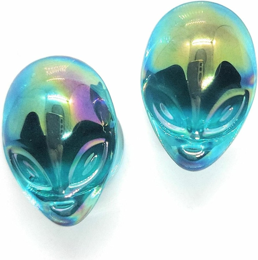 Generic Alien Glass Ear Gauge Plugs Double-Flare Blue (1\" / 25Mm) Body Piercing Plugs