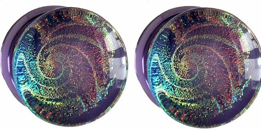 So Scene Soscene Sparkle Galaxy Double Flared Glass Plugs Body Piercing Plugs