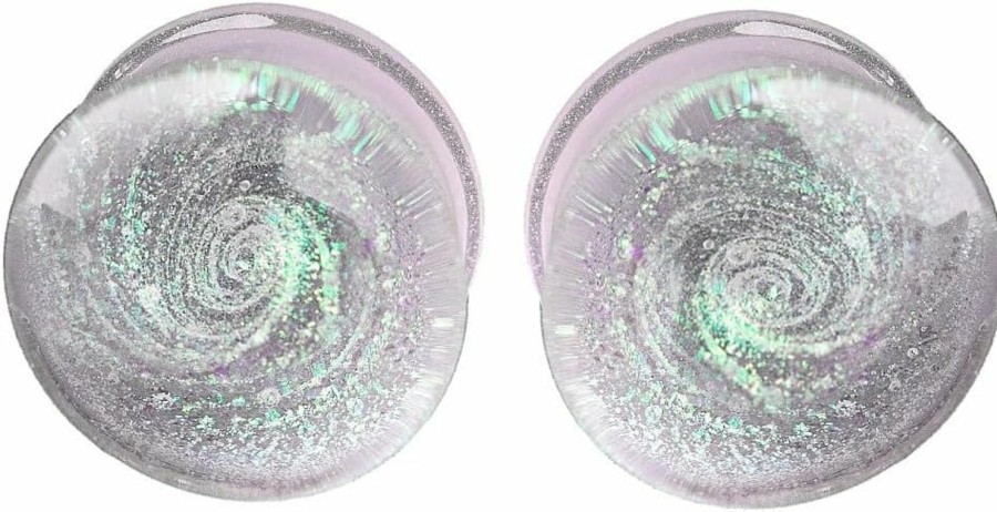 So Scene Soscene Sparkle Galaxy Double Flared Glass Plugs Body Piercing Plugs