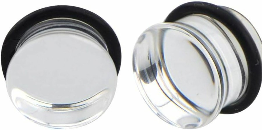 blue palm jewelry Blue Palm Jewelry Pairs Of Clear Glass Single Flare Plugs Sizes 2Ga-13/16 E596 Body Piercing Plugs