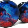 Pierced Republic Pierced Republic Nebula Blue & Red Galaxy Ear Plugs - Acrylic Screw-On - 10 Sizes - Pair Body Piercing Plugs